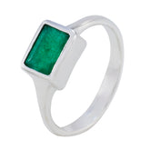 Rosa Green Solitaire Ring in Sterling Silver